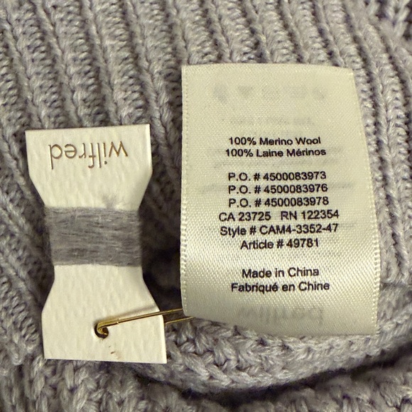 Wilfred 100% Merino Wool Chunky Ribbed Turtleneck Sweater | Grey | XXS - Picture 3 of 4